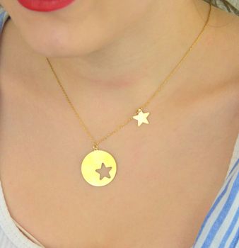 Stylowy naszyjnik srebrny pozłacany z motywem kółka i gwiazdki od Dall’Acqua. Modna biżuteria premium z kolekcji BOHO ROMANCE. Sprawdź w autoryzowanym sklepie! (6).JPG